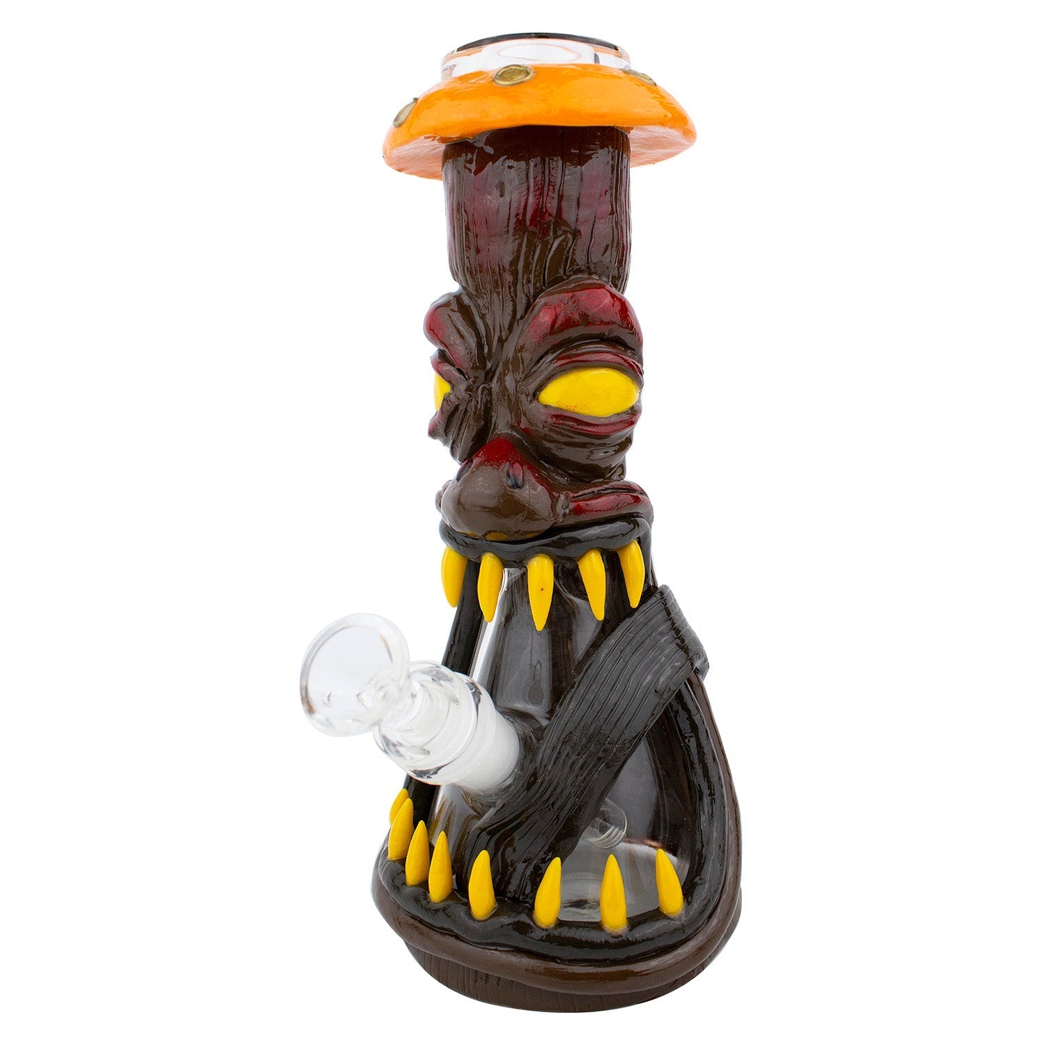 10 3D Mushroom Monster Beaker Bong Water Pipe Brown Yellow - 2