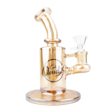 Cali CloudX 6″ Gold Chrome Straight Tube Bent Neck Glass Water Pipe