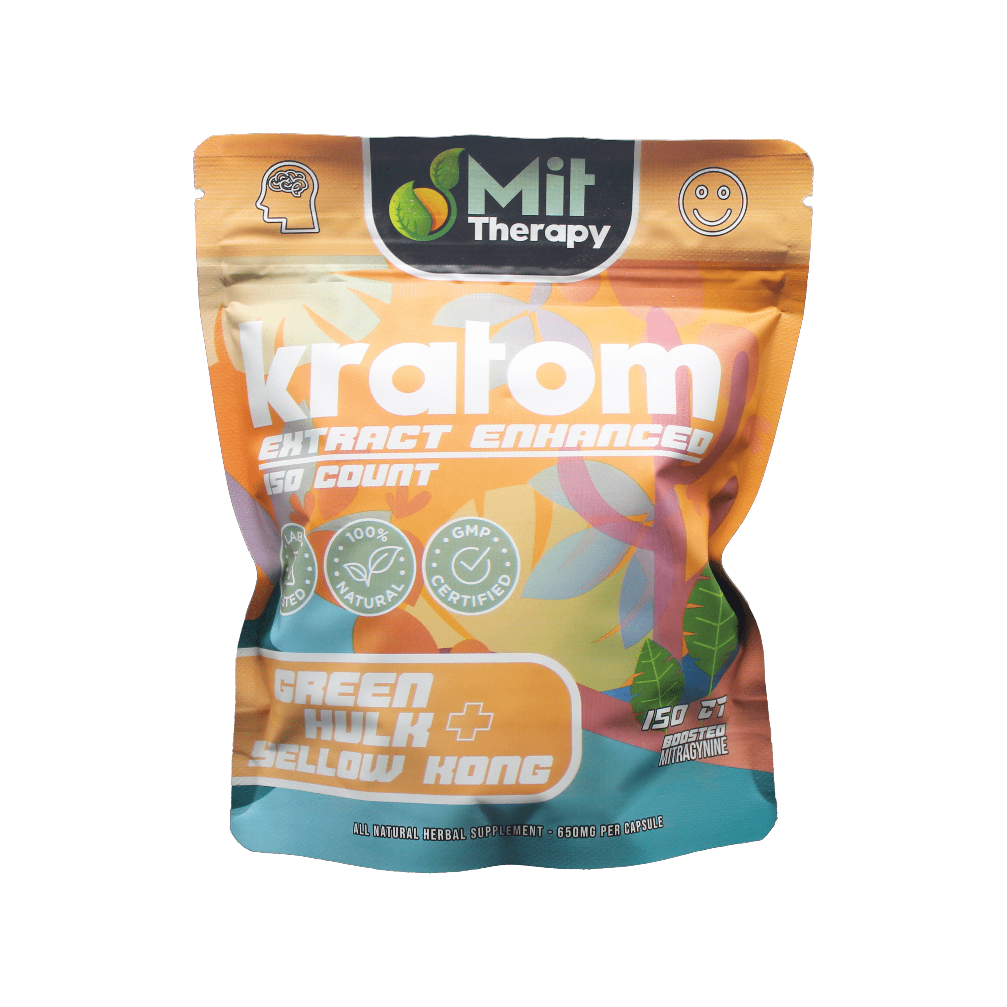 Mit Therapy Kratom Capsules Green Hulk Yellow Kong - 150ct