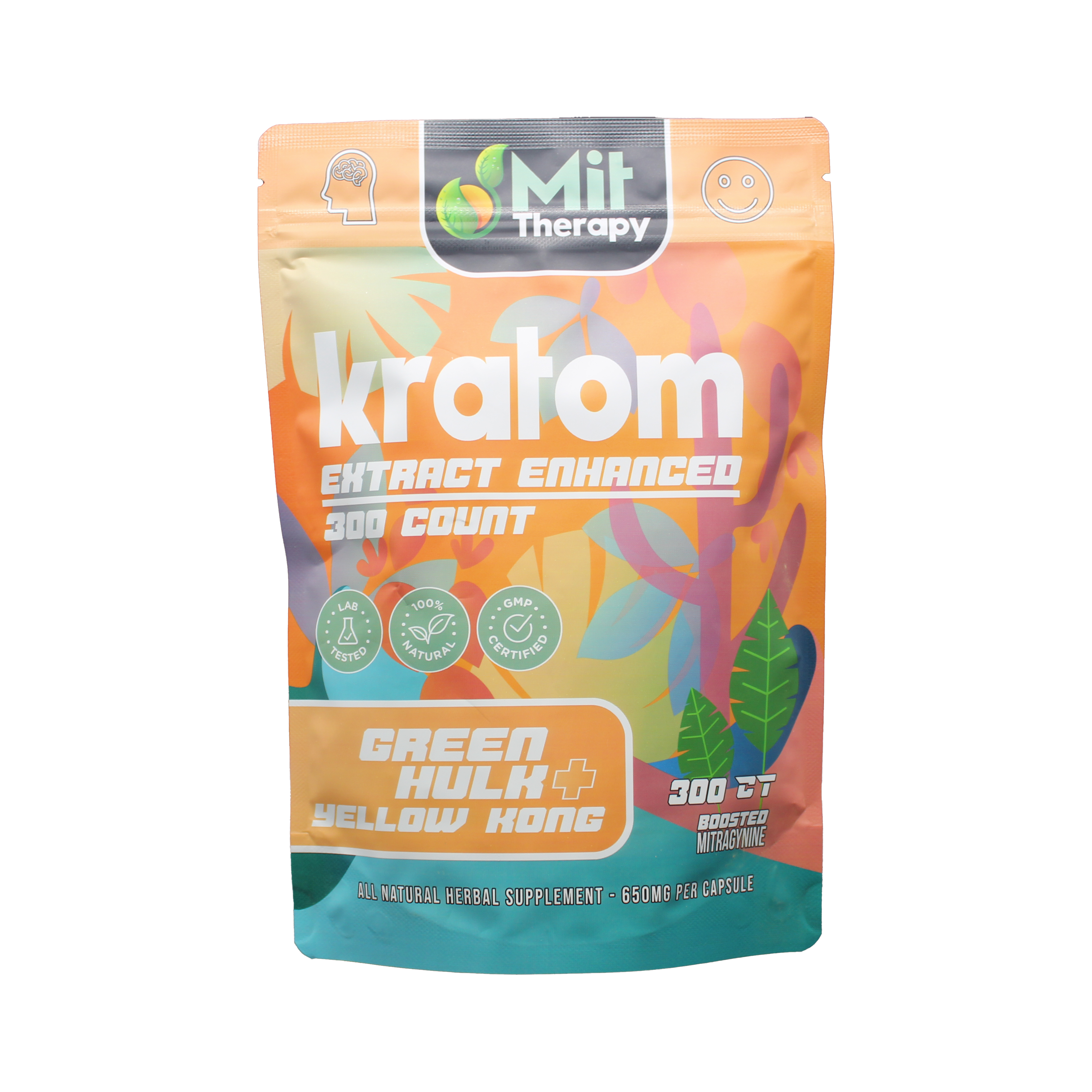 Mit Therapy Kratom Capsules Green Hulk Yellow Kong - 300ct