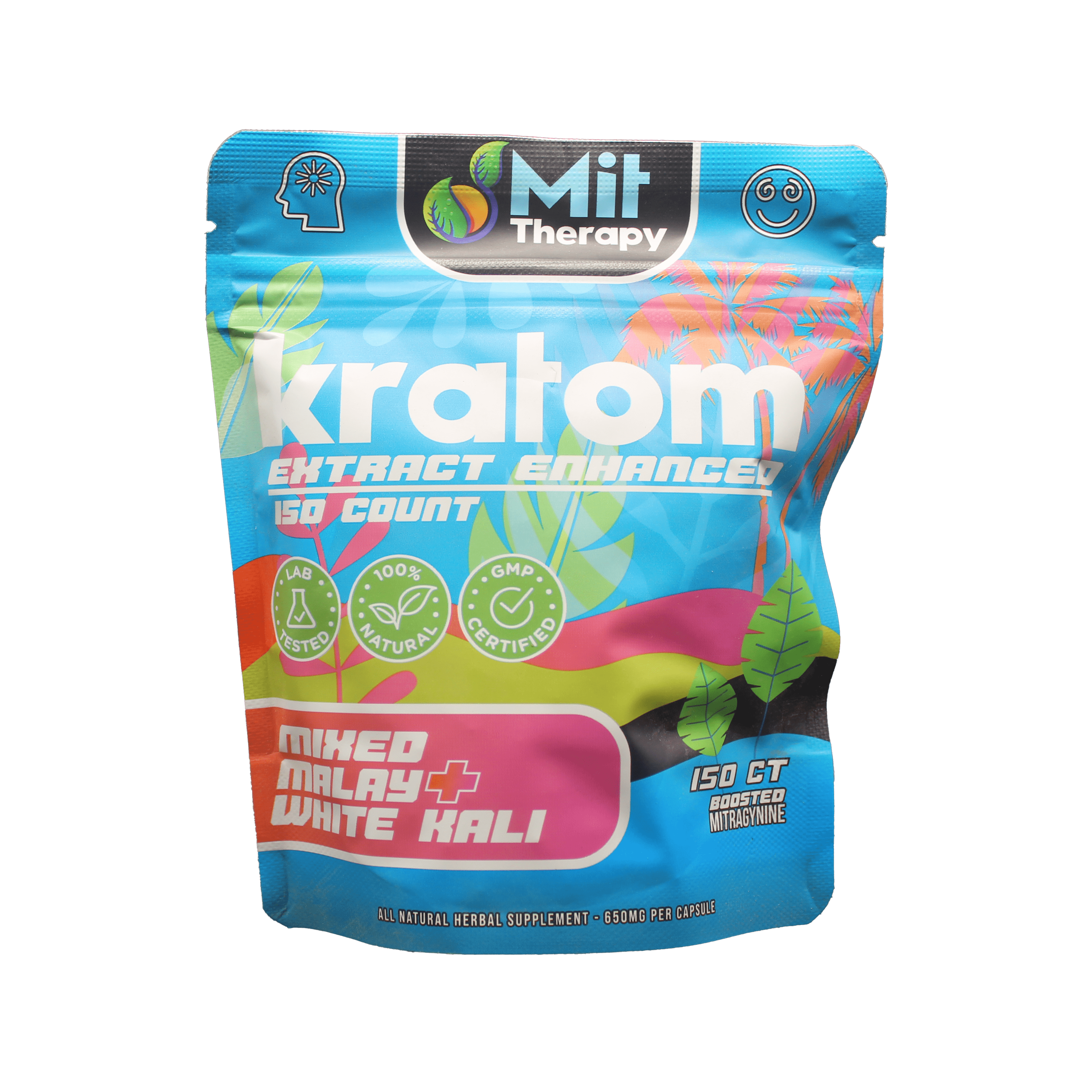 Mit Therapy Kratom Capsules Mixed Malay White Kali - 150ct