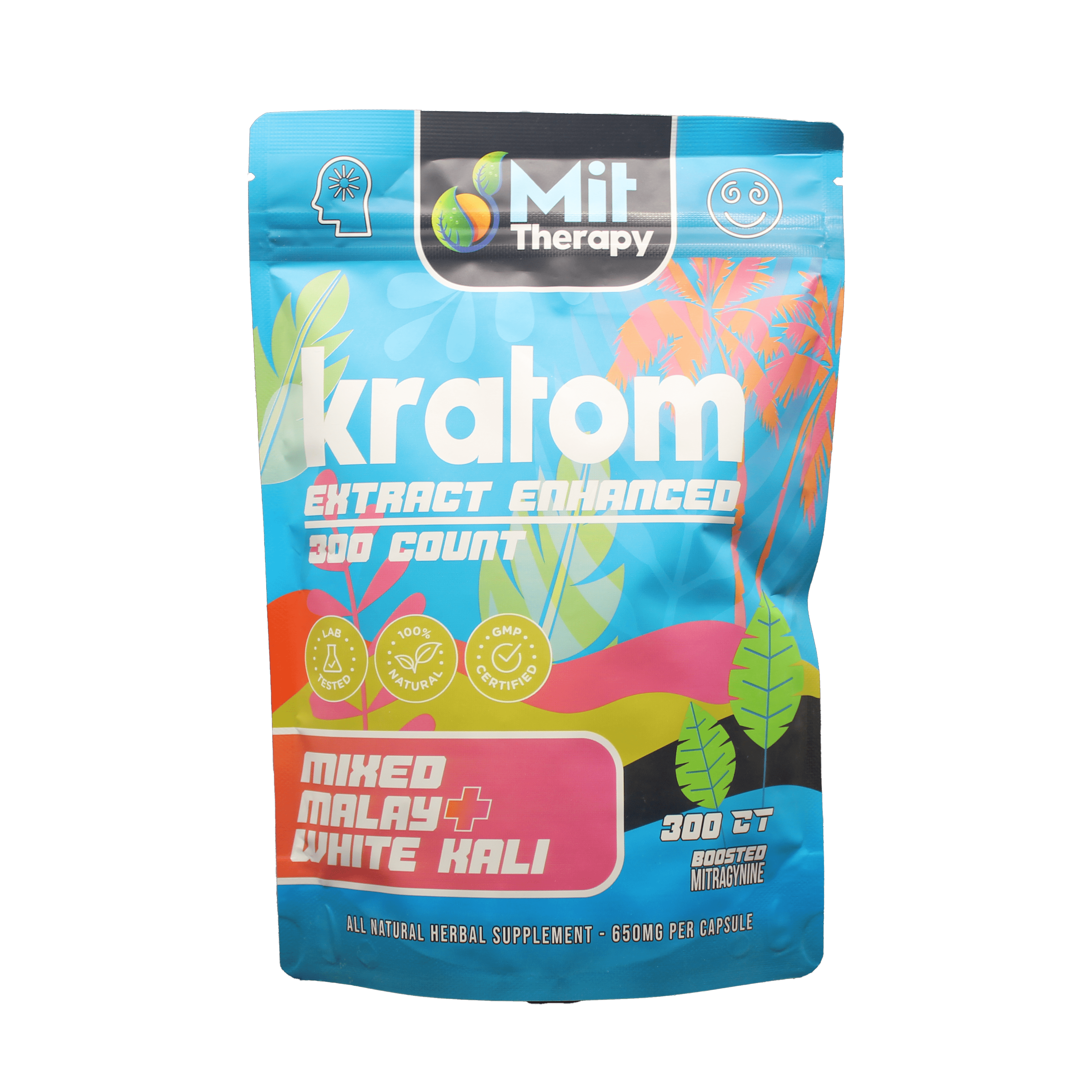 Mit Therapy Kratom Capsules Mixed Malay White Kali - 300ct