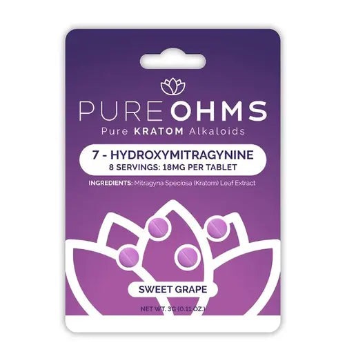 Pure Ohms 7-OH Kratom Extract Chewable Tablets Sweet Grape